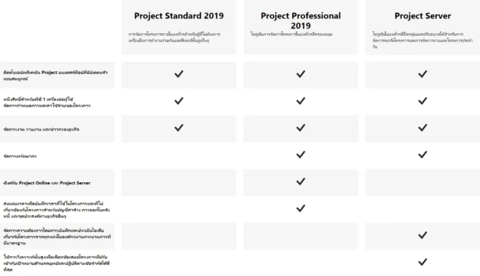 เปรียบเทียบ project pro กับ standard