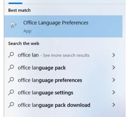 Office language preferences