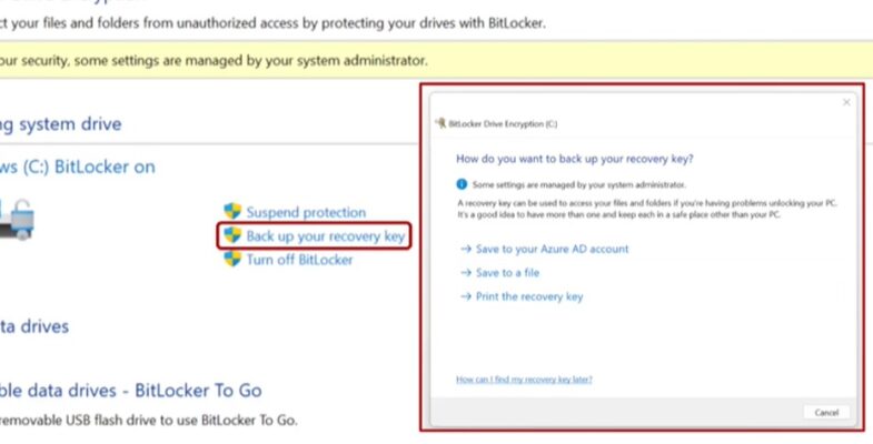 Back up bitlocker