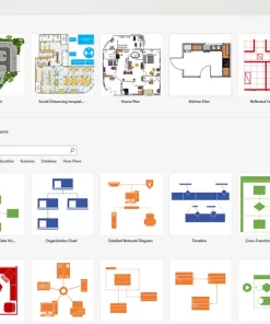 Visio Plan 2 ตัวอย่างหน้าเลือกเทมเพลตในแอปเดสก์ท็อป
