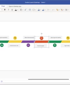 ตัวอย่าง Product Launch Roadmap ใน Visio for the web